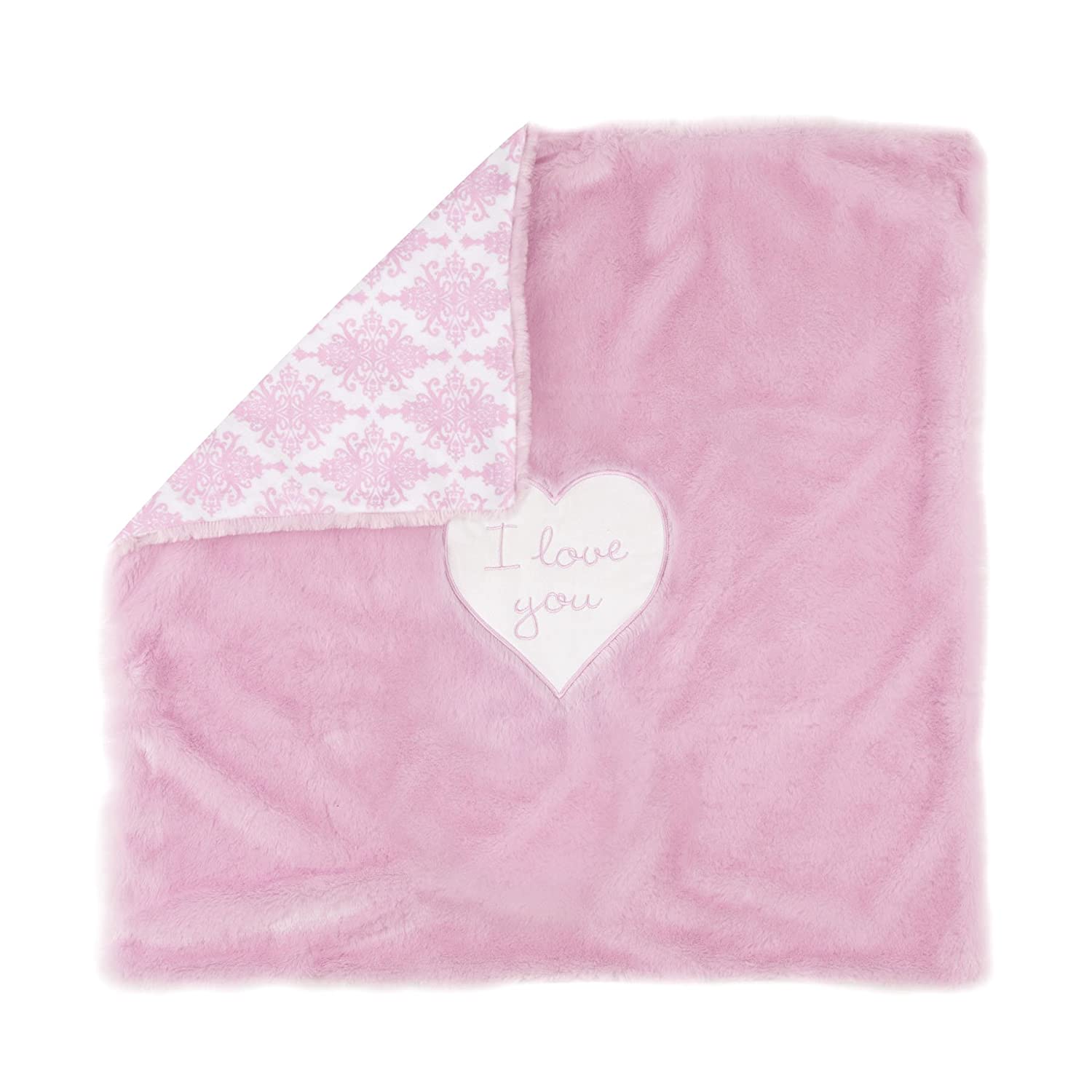 Wendy Bellissimo Travel Blanket Set Pink White Heart
