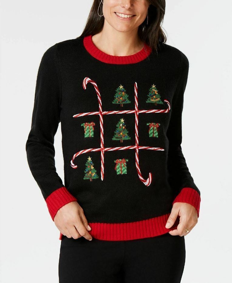 Karen Scott Christmas Holiday Tic-Tac-Toe Sweater