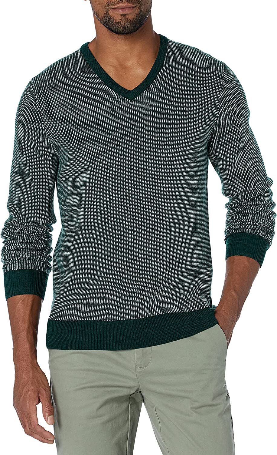 GoodThreads Lightweight Merino Wool V-Neck Birdseye Sweater