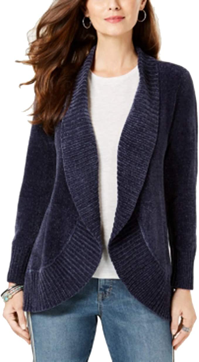 Style & Co Petite Chenille Cutaway Completer Cardigan Sweater