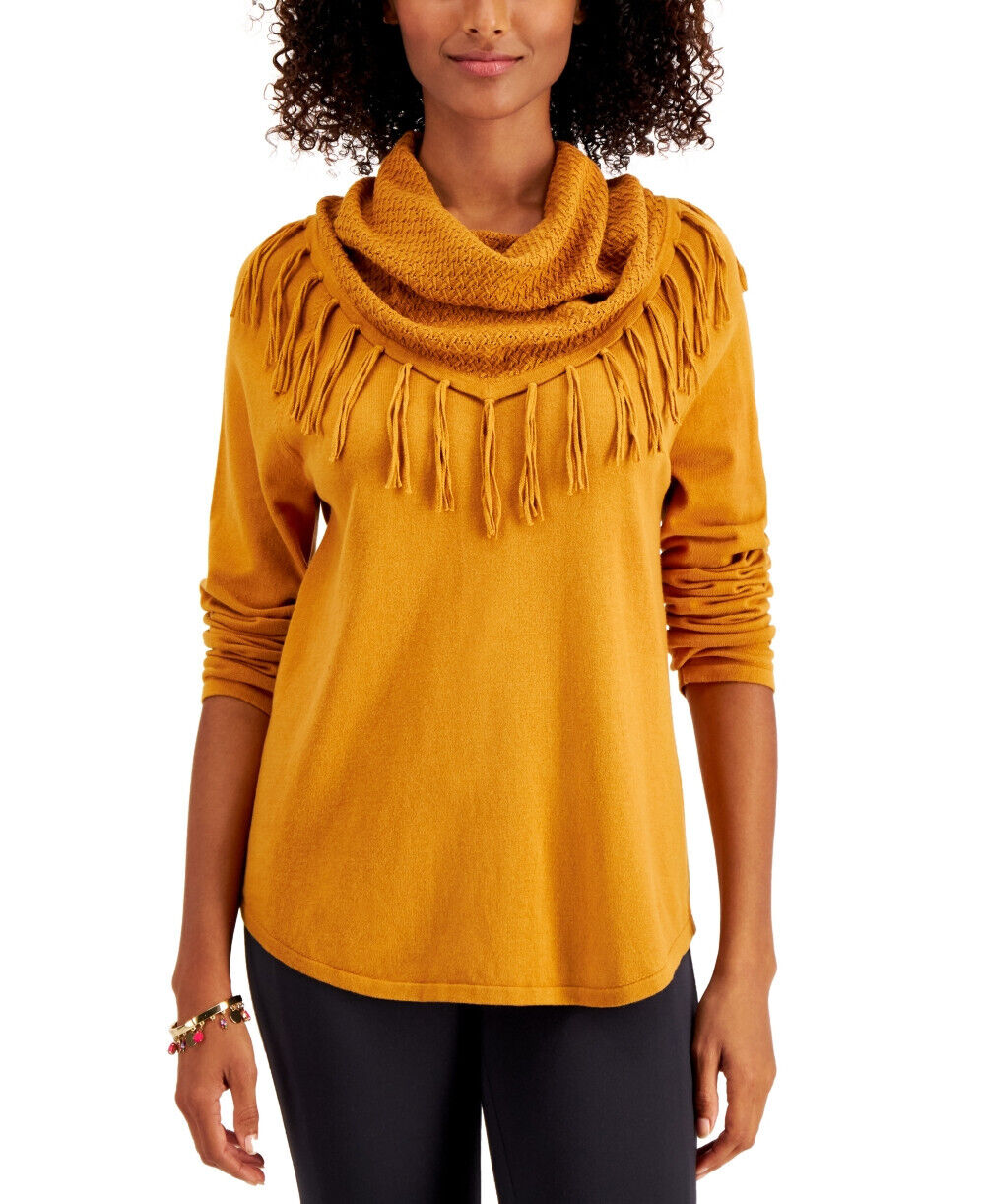 Style & Co Fringe Cowl Neck Sweater Petite Small