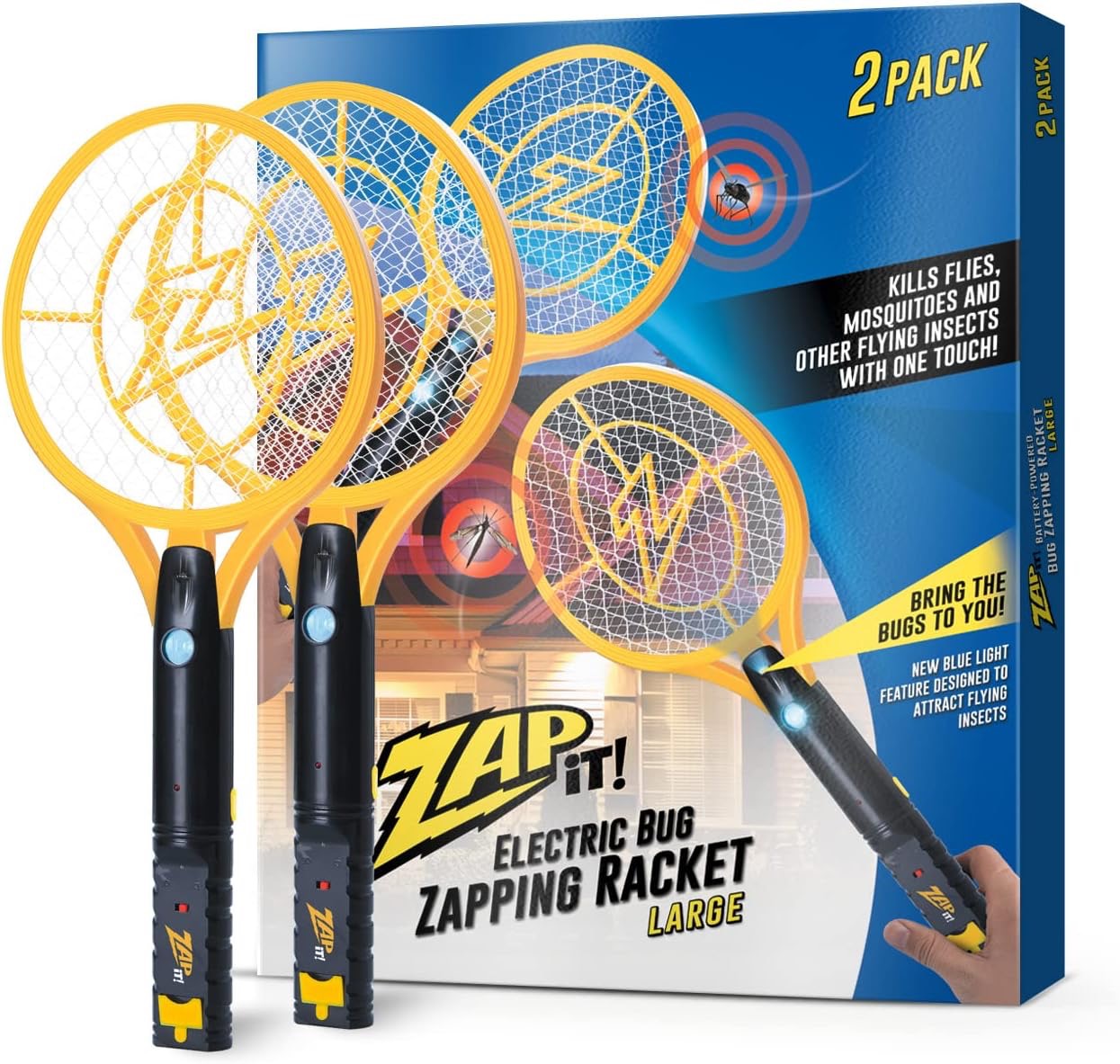 2 Pack Bug Zapper Electric Rechargeable Racket Large - Zap iT