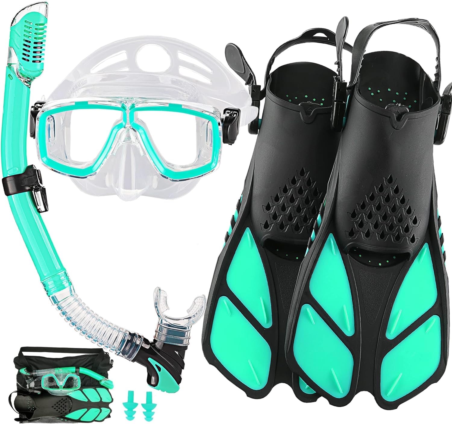 DiVLMT Mask Fin Snorkel Set Adult Snorkeling Gear