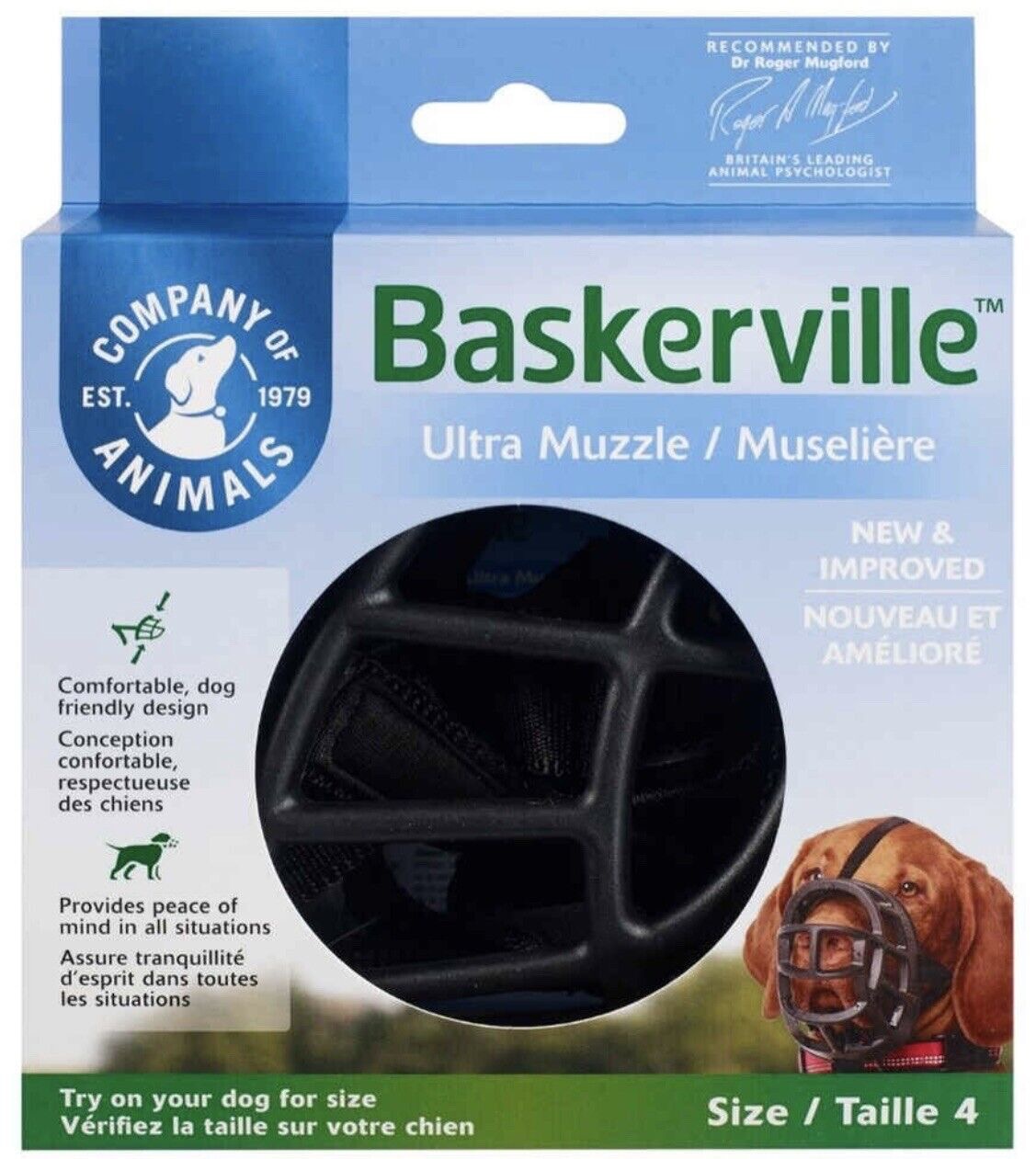 Baskerville Ultra Muzzle For Dogs Size 4 (40-65 LBS) Ultra Comfort