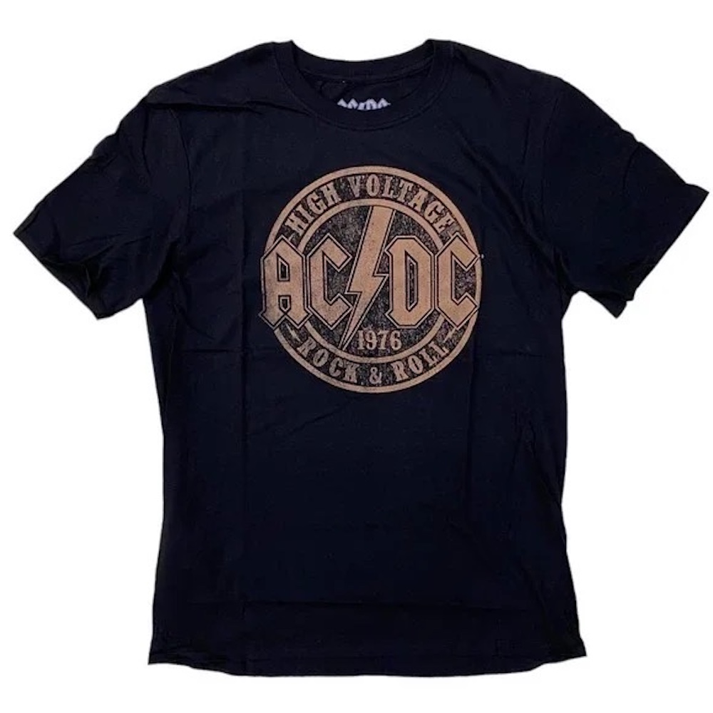 AC/DC Men's Retro T-Shirt Official High Voltage 1976 Short Sleeve