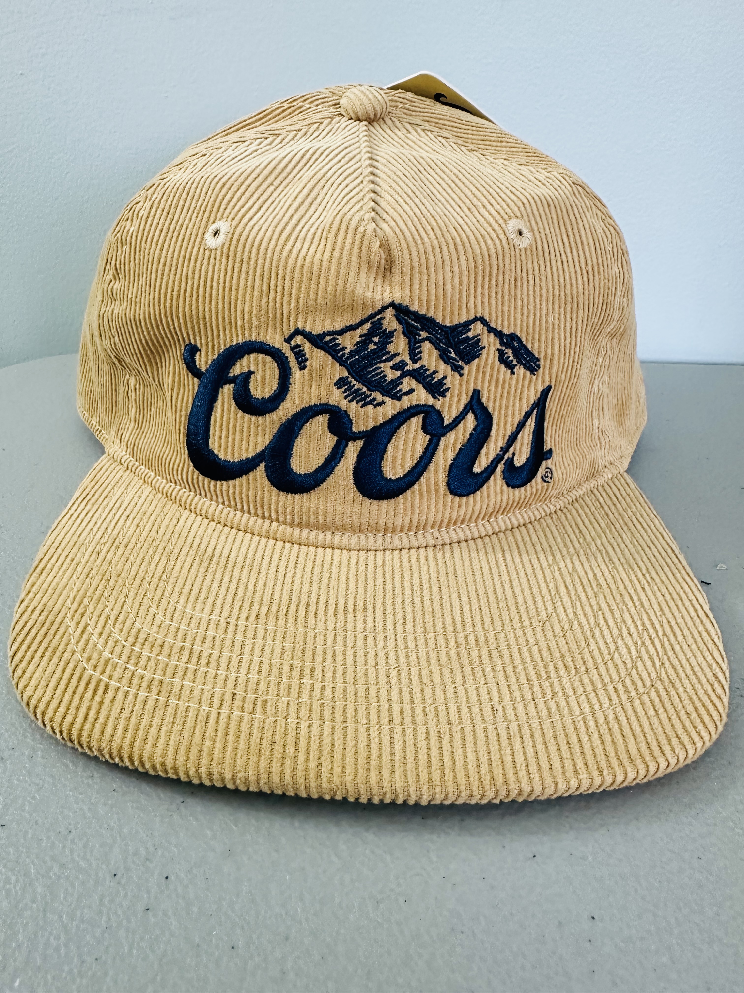 Vintage Style Coors Banquet Corduroy Snapback Cap Hat Beige