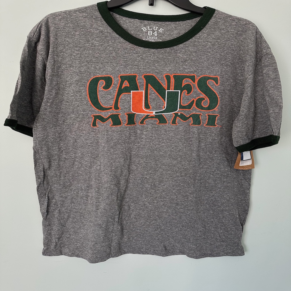 Blue 84 University Miami Hurricanes T-shirt Gray Retro Fun Men's